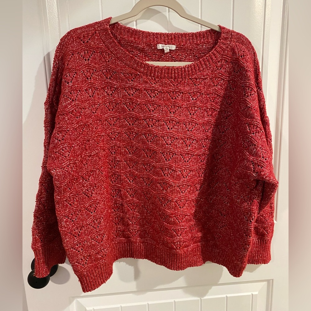 🛍️SALE…Maurices Textured Red Crew Neck Sweater - Picture 1 of 4